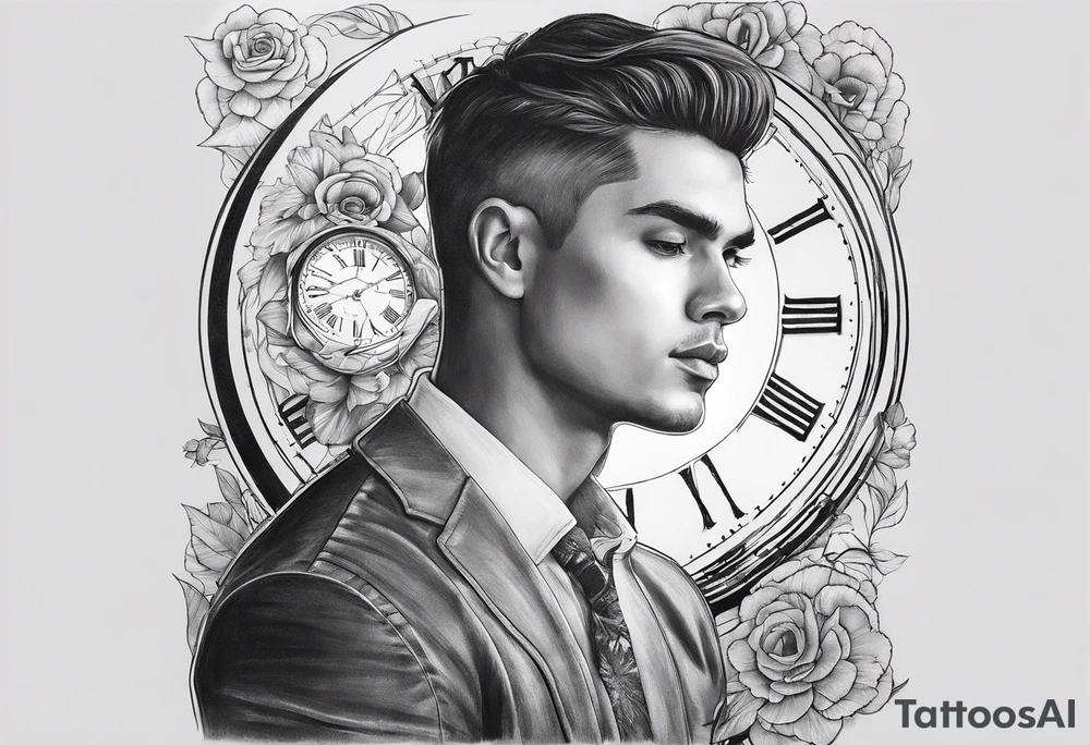 time element in sunset for man simple design tattoo idea