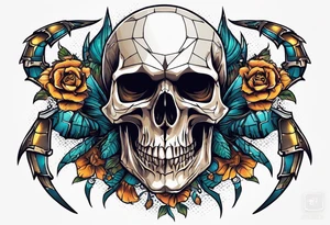Skull tattoo with large scorpions tattoo idea