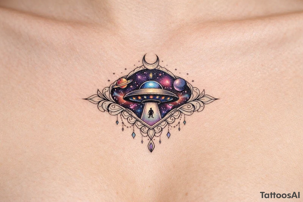 ufo under breast or space tattoo idea
