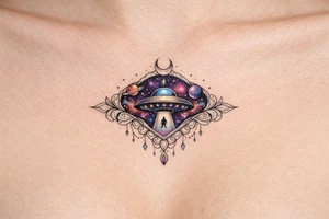 ufo under breast or space tattoo idea