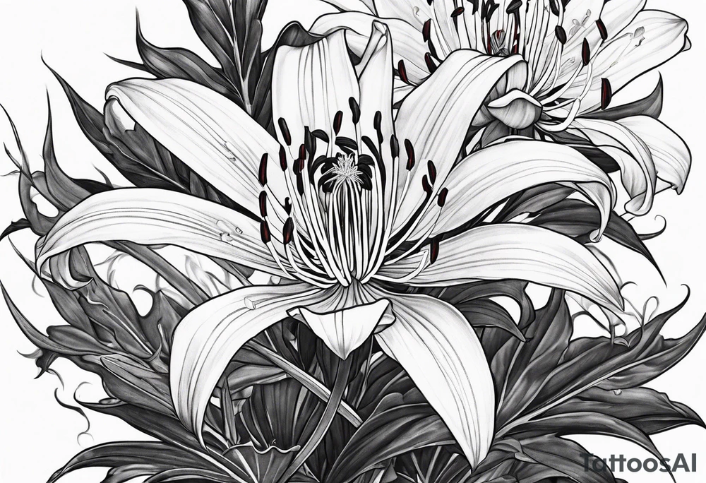 Red Spider Lily, Black Dragon tattoo idea