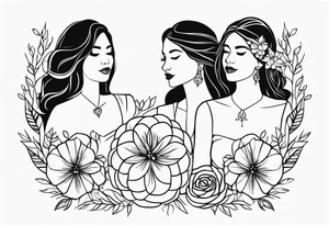 Mother and three daughters design no hearts or flowers simple and elegant small tattoo idea