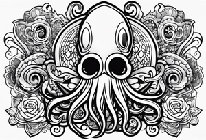 squid using lowbrow art style tattoo idea