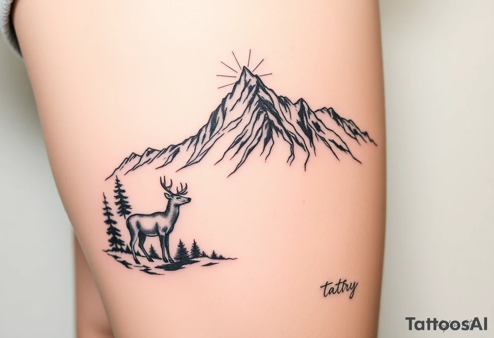 Polish mountain range called Tatry with deer tattoo idea