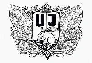 design memorial tattoo initals JJJ, dates 9/2/45-17/8/24, australian navy theme, with south sydney rabbits rugby league team theme tattoo idea