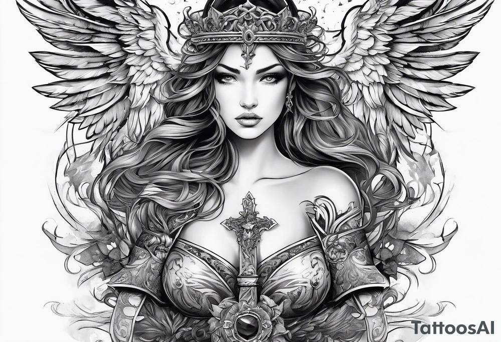 Angelic battle tattoo idea