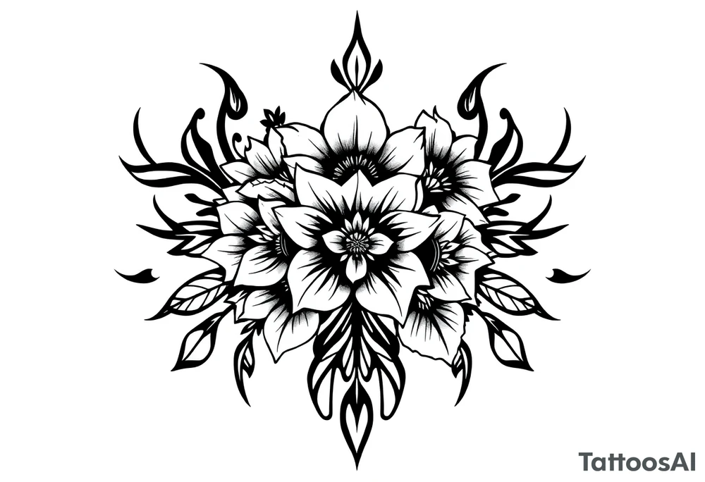 bouquet of flowers tattoo idea