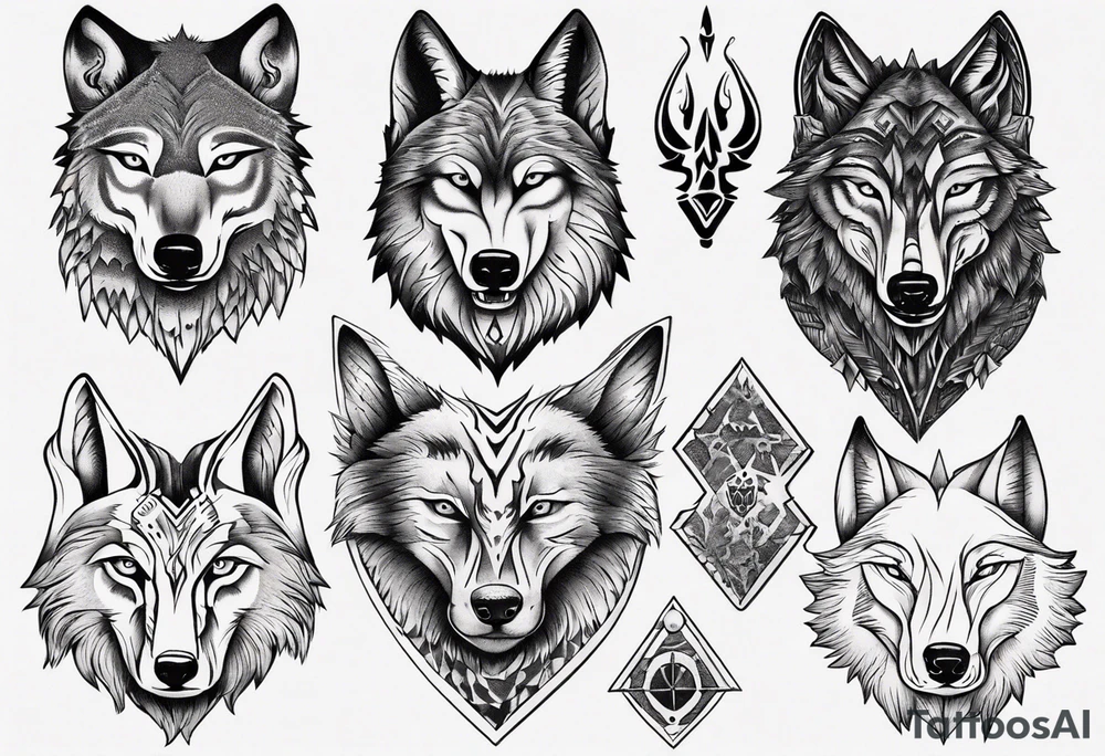 wolf head tattoo idea