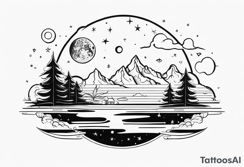 vacation on the moon tattoo idea