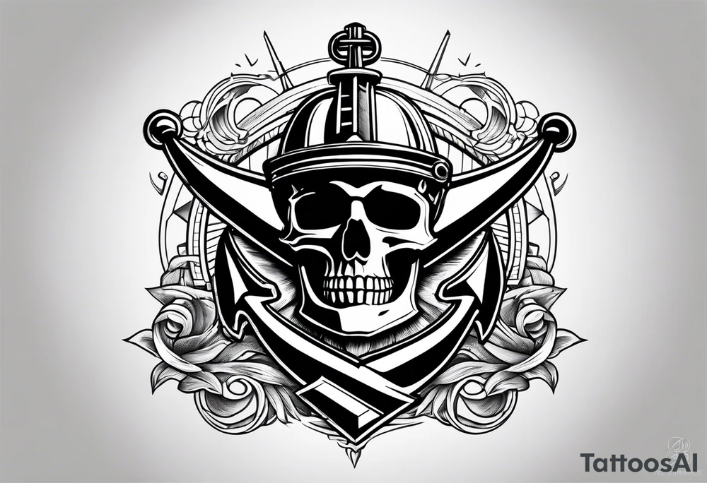half anchor half helm tattoo idea