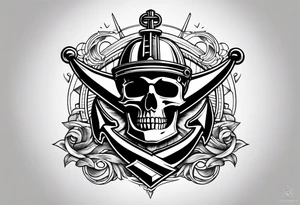 half anchor half helm tattoo idea
