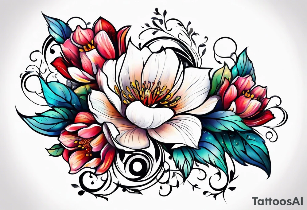 water and flowers
no people tattoo idea