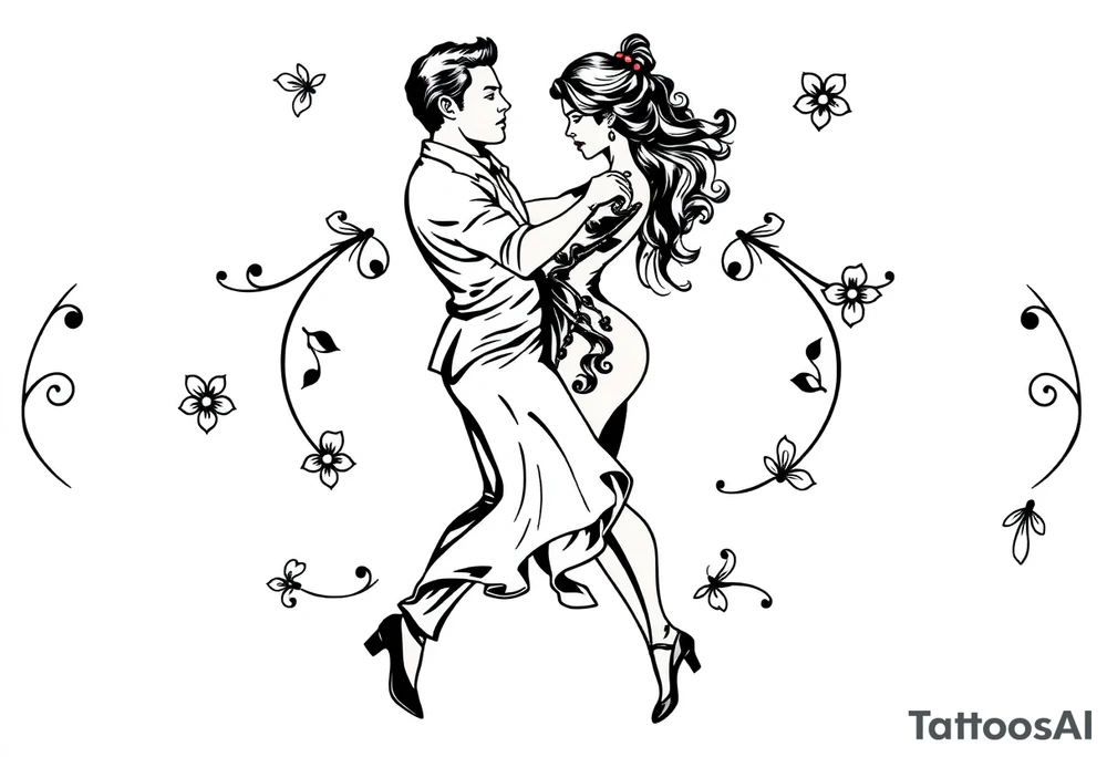 the date October 22, 2024. With the name ‘Lady’. salsa music and dancing elements. tattoo idea