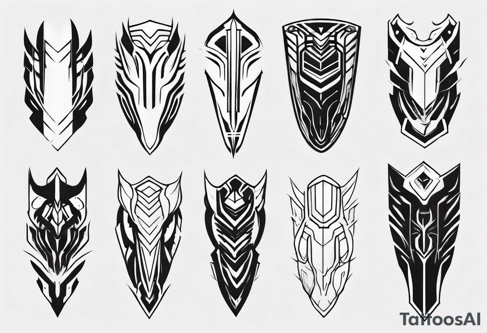 Futuristic leg armor tattoo idea