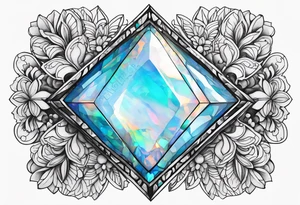 Natural opal gem stone tattoo idea