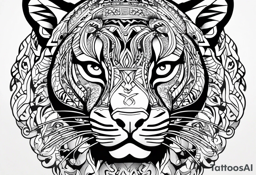 aztec black jaguar with snake tattoo idea