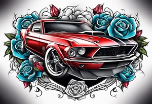 skull and roses
Muscle mustang car tattoo idea