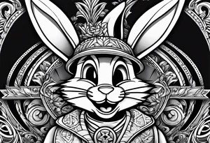 Chicano style bugs bunny tattoo idea