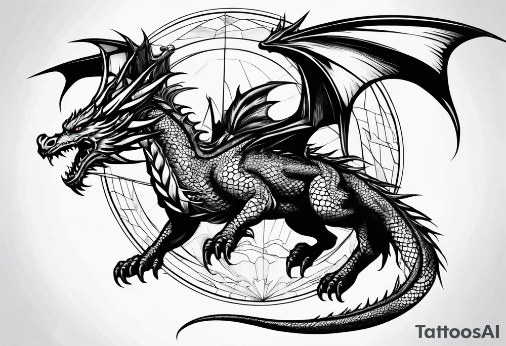 Dragon flying to the moon minimalism tattoo idea Dragon flying to the moon minimalism tattoo idea