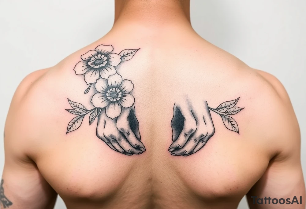 Flowers. Fish coil. 3 hands for children tattoo idea