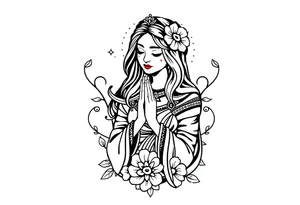 Chicano style Woman praying tattoo idea
