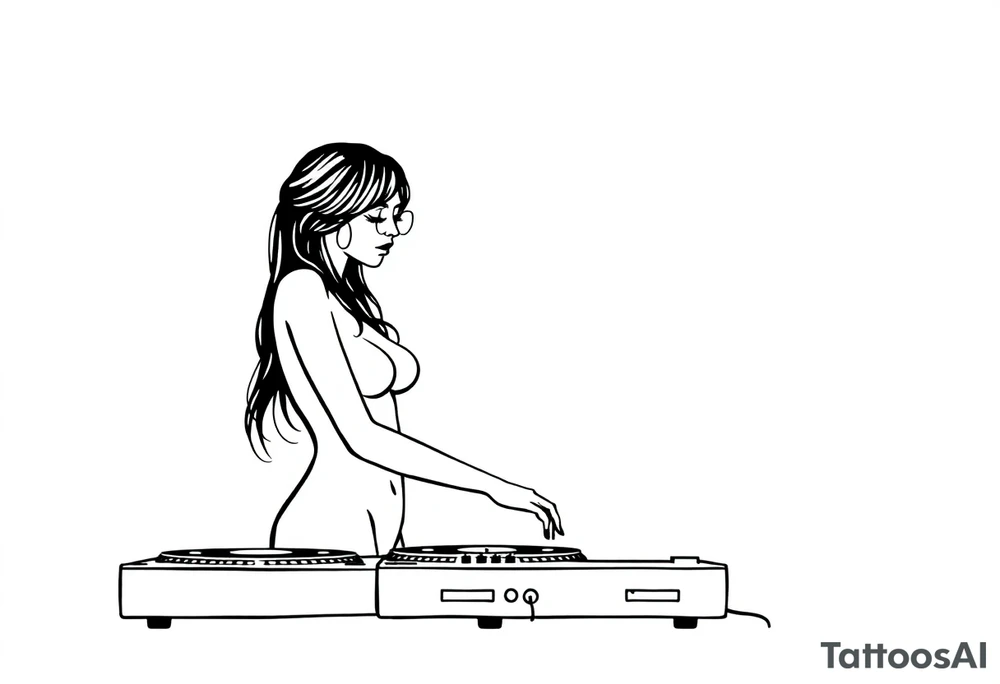 disk jockeying, naked girl tattoo idea
