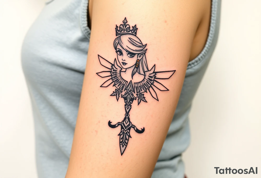 American traditional princess Zelda from twilight princess tattoo idea