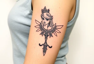 American traditional princess Zelda from twilight princess tattoo idea
