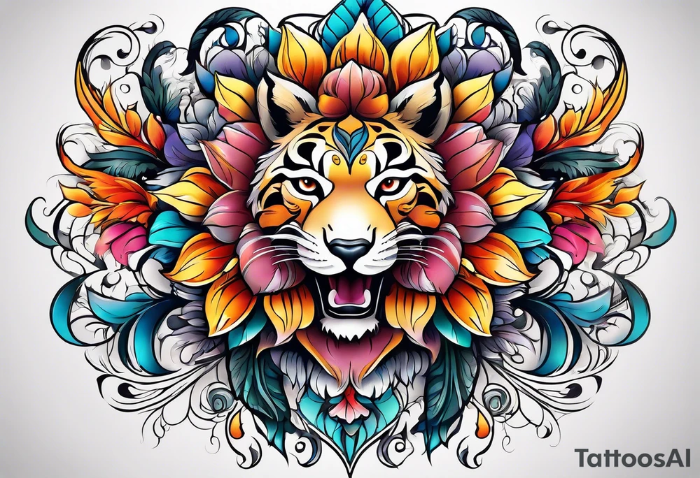 animal , flower tattoo idea