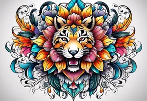 animal , flower tattoo idea
