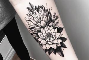 Forearm sleeve with cactus and greenery tattoo idea