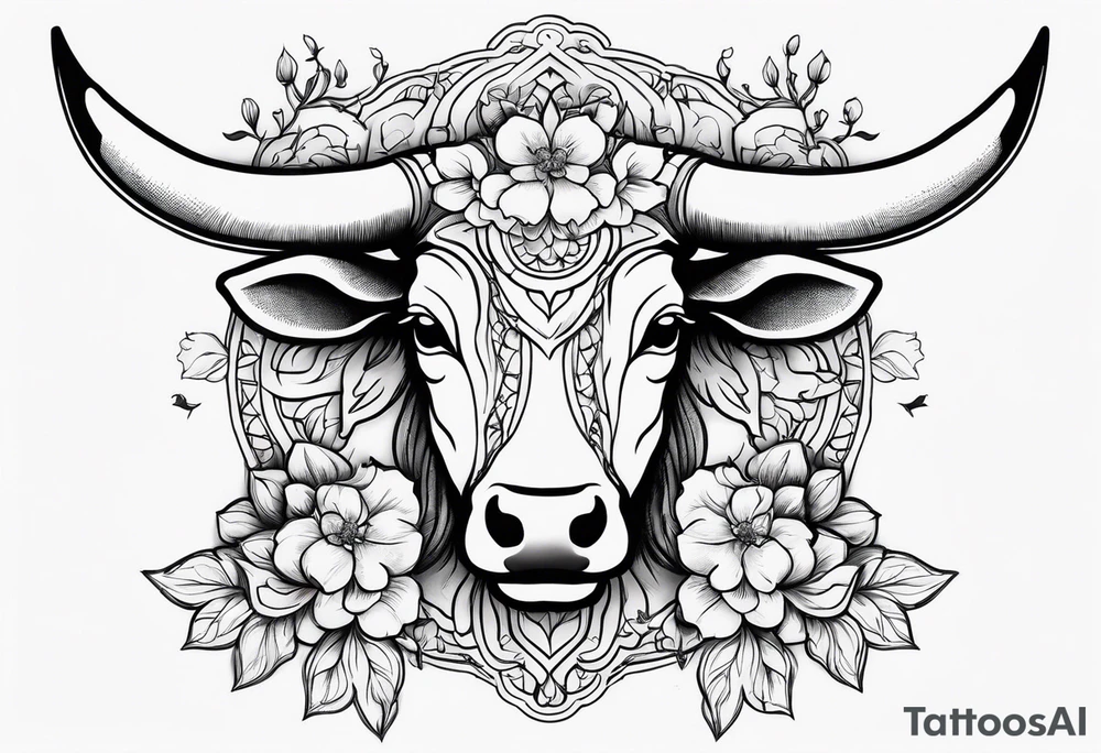 Taurus with flowers tattoo idea