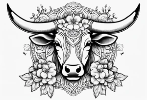 Taurus with flowers tattoo idea