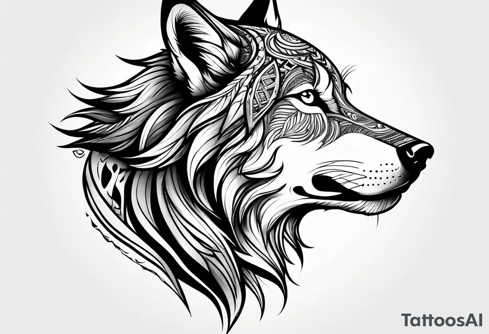 Fierce wolf side view tattoo idea