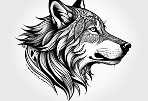Fierce wolf side view tattoo idea