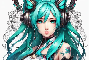 Tiny Small miku_hatsune beautiful not a portrait tattoo idea