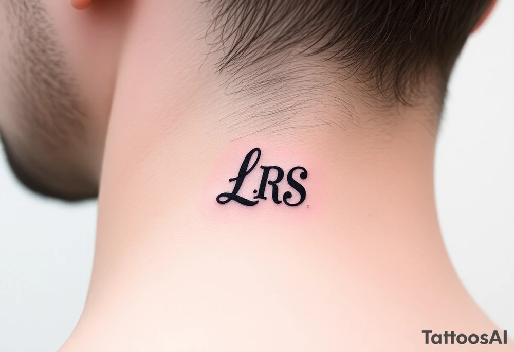 Seductive bite mark with the initials lrs tattoo idea