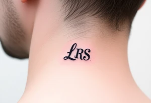 Seductive bite mark with the initials lrs tattoo idea