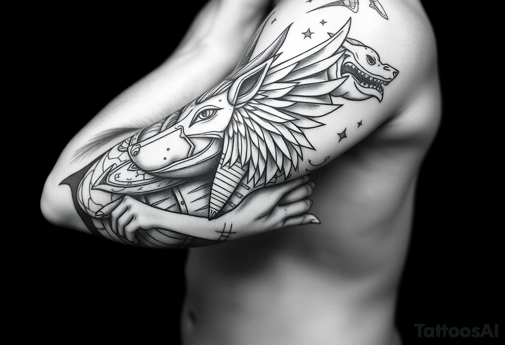 Egyptian theme tattoo for my forearm.i already have Anubis and want something else to complete my forerarm tattoo idea