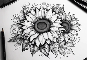 I want to include a dog paw, the Murphy family crest and sunflowers in a back tattoo tattoo idea