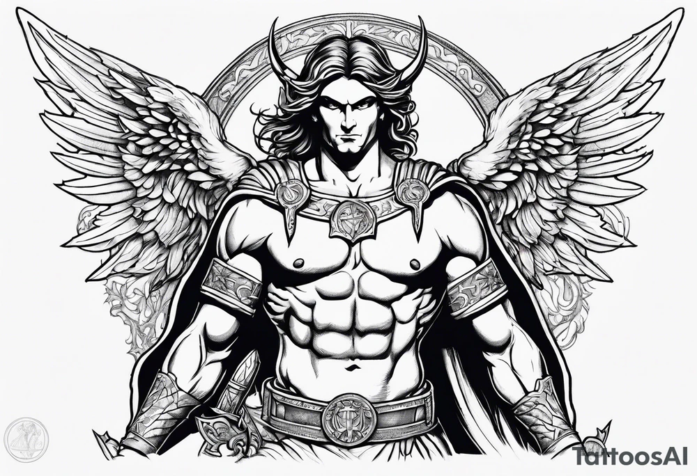 st michael stabbing devil in the back tattoo idea