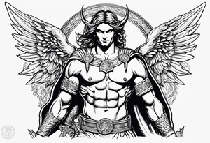st michael stabbing devil in the back tattoo idea