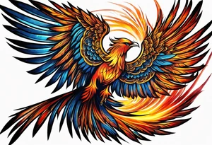 russian firebird phoenix in-flight with very long fancy tail "Isaiah 43: 18-19" tattoo idea