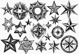 Variety of stars flash sheet tattoo idea