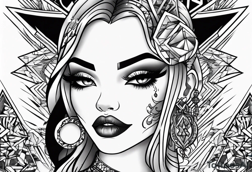 Bratz style flash tattoo full body y2k smoking tattoo idea