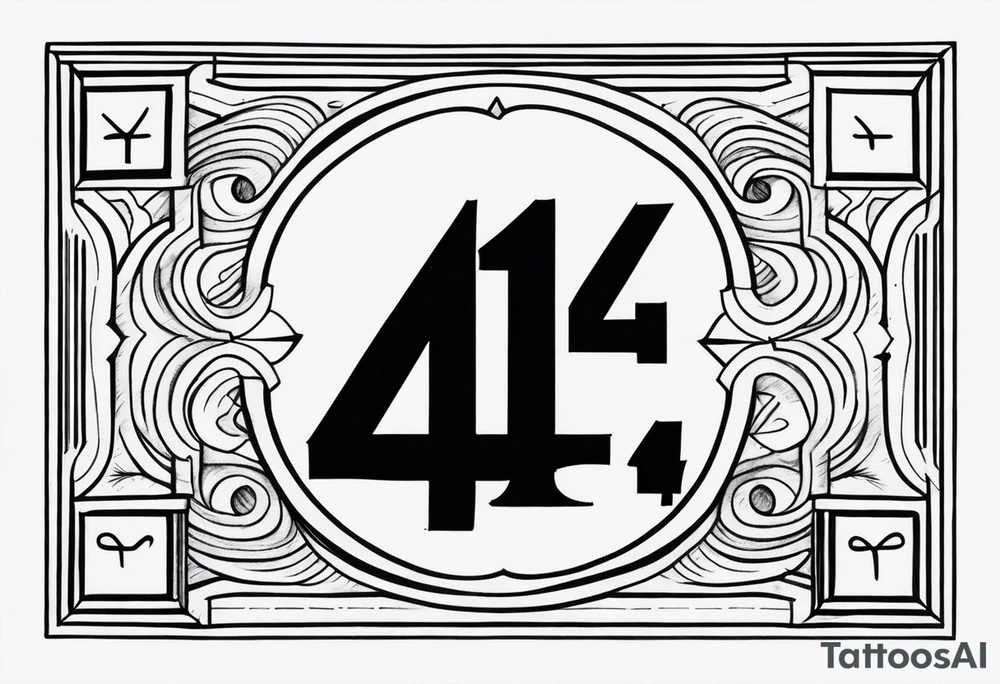 number 4 in a card tattoo idea