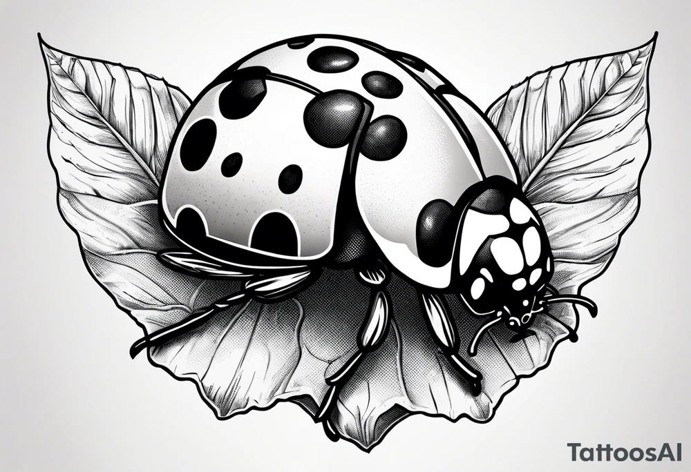 Ladybug sitting on an acorn tattoo idea