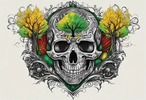 birch tree and includes the following wording "fuck cancer"
with yellow, green and red colours tattoo idea