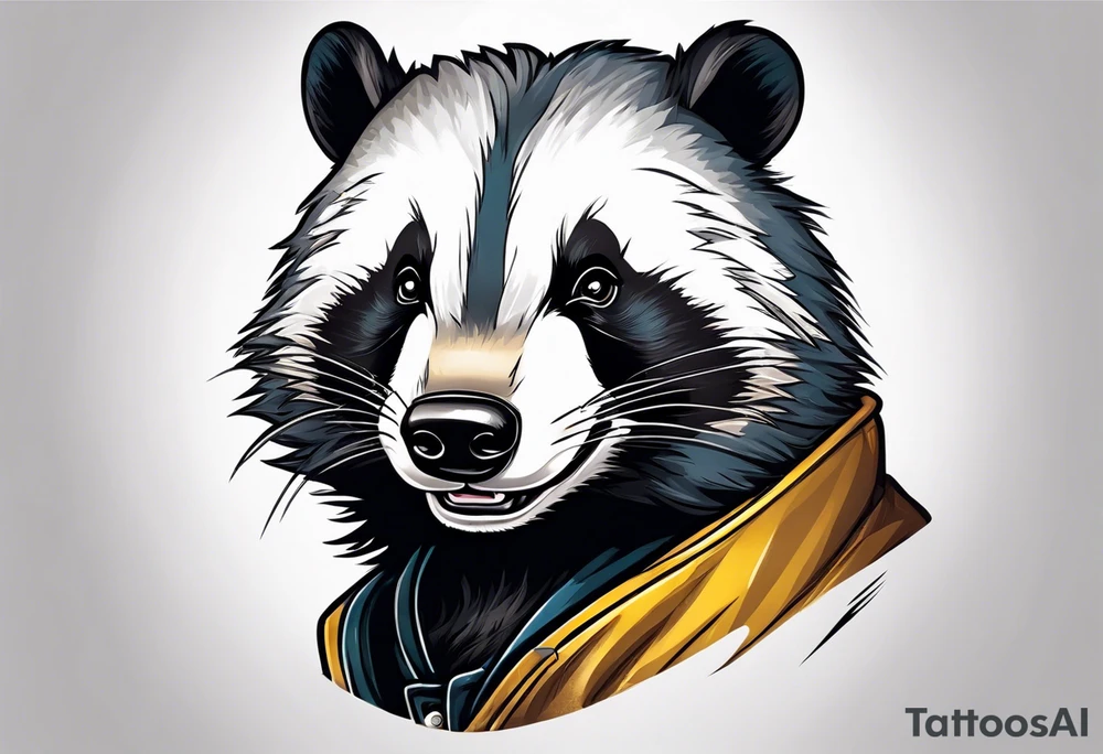 aggressive and killer face badger/wolverine with cute smile tattoo idea