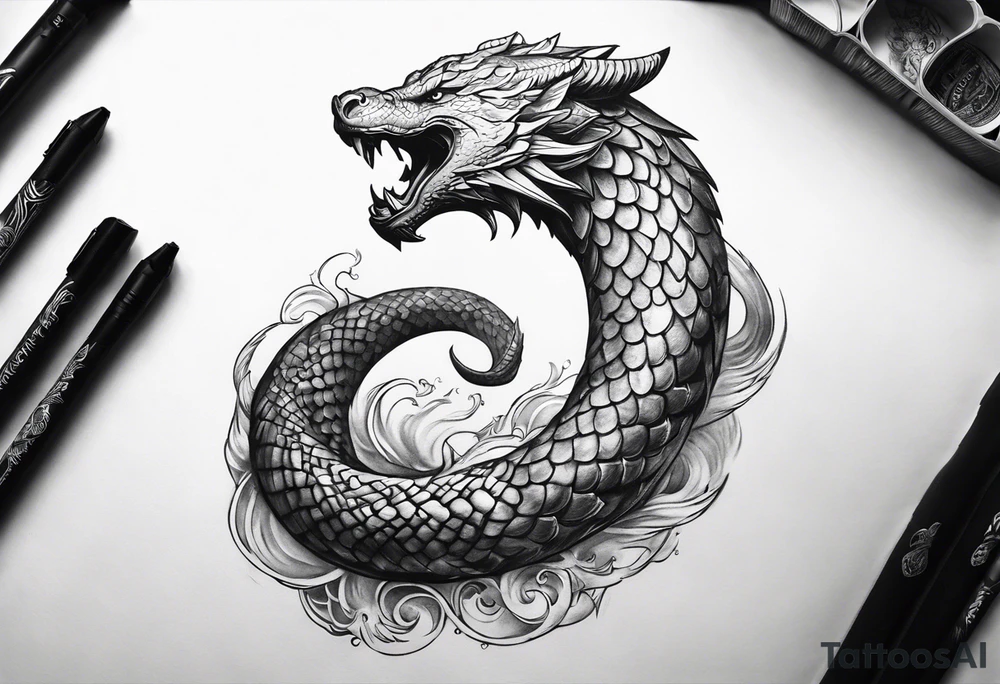 a Sleeve tattoo of Jörmungandr from god of war the game tattoo idea